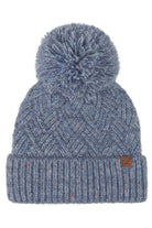 Denim C.C Criss-Cross Pattern Yarn Pom Beanie