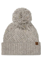 Oatmeal C.C Criss-Cross Pattern Yarn Pom Beanie