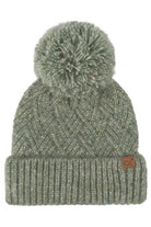 Olive C.C Criss-Cross Pattern Yarn Pom Beanie