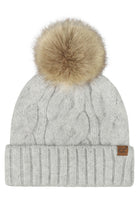 White C.C Solid Big Cable Pattern Knit Cuff Pom Beanie