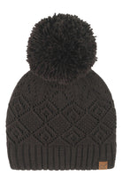 Black C.C Diamond Lace Pattern Yarn Pom Solid Beanie
