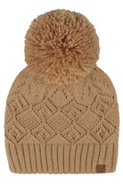Camel C.C Diamond Lace Pattern Yarn Pom Solid Beanie