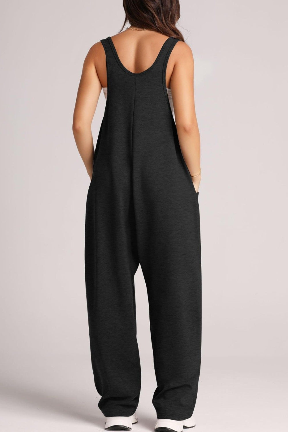 Surplice Wide Strap Jumpsuit with Pockets
