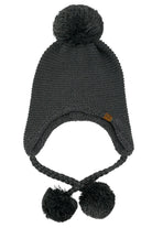 Black C.C Knitted Trapper with Yarn Pom Beanie