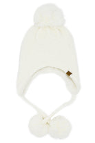 Ivory C.C Knitted Trapper with Yarn Pom Beanie