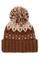 Brick C.C Geometric Pattern Multi Color Yarn Pom Beanie