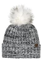 Ivory C.C Two Tone Heather Faux Fur Pom Cuff Beanie