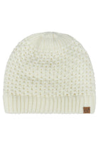 Ivory C.C Cross Cell Stitch Knit Satin Lining Beanie