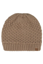 Taupe C.C Cross Cell Stitch Knit Satin Lining Beanie