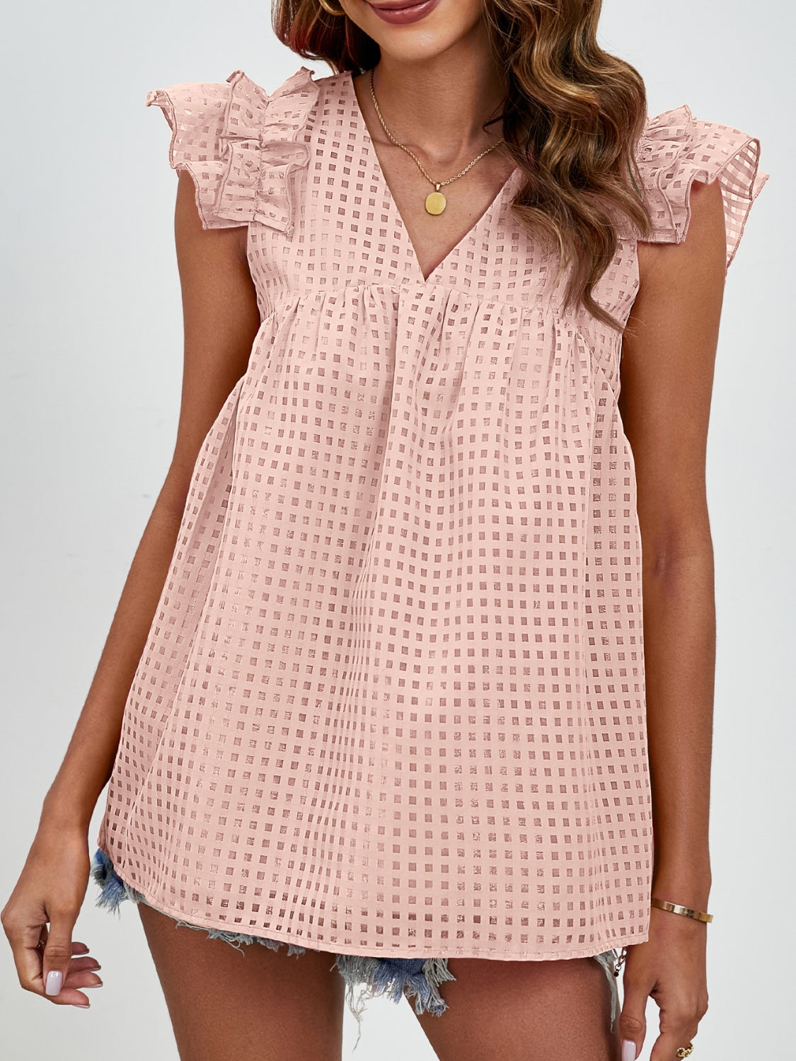 Ruched V-Neck Cap Sleeve Blouse - Charming Charlie