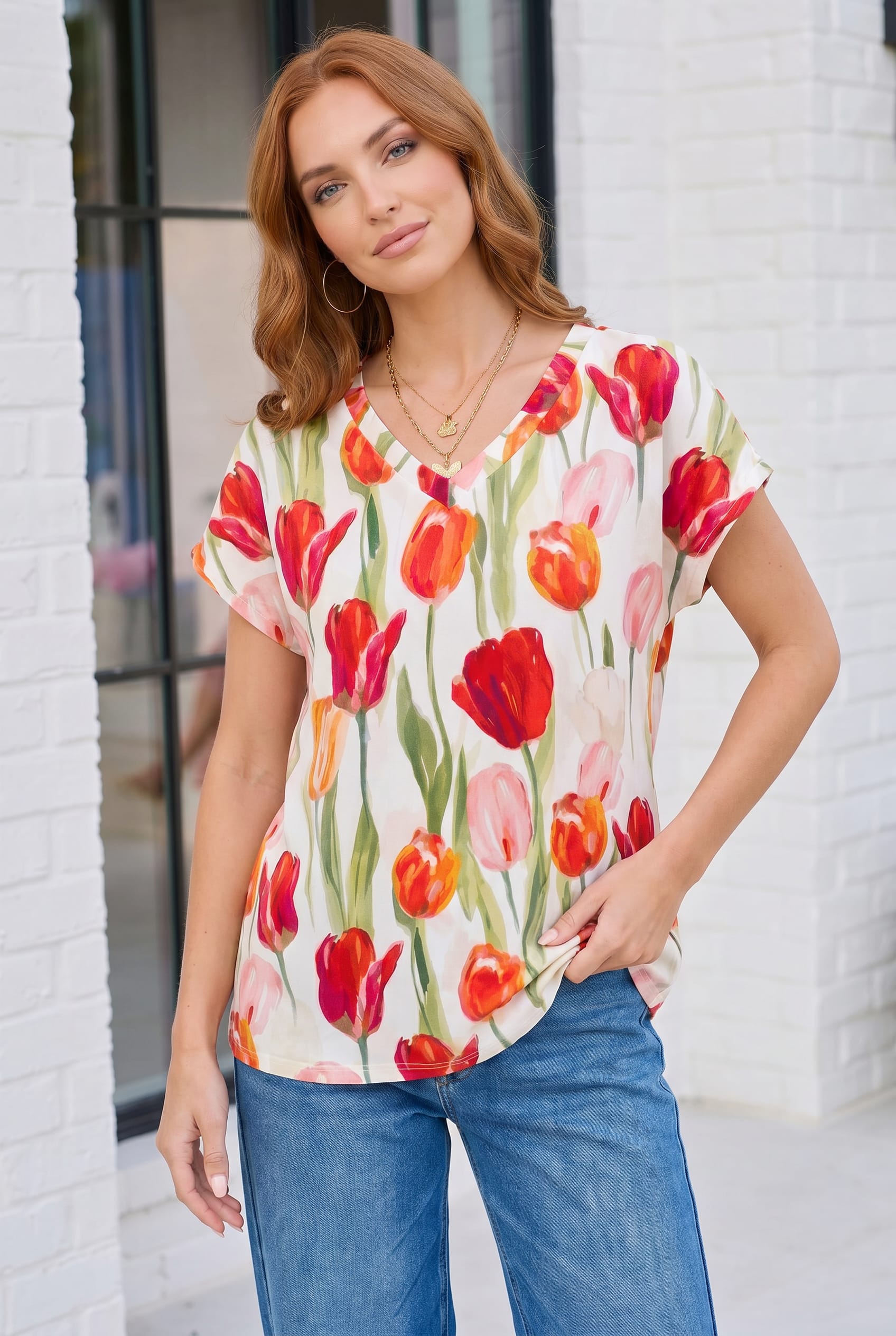 Tulip Garden Floral Print Top - Charming Charlie