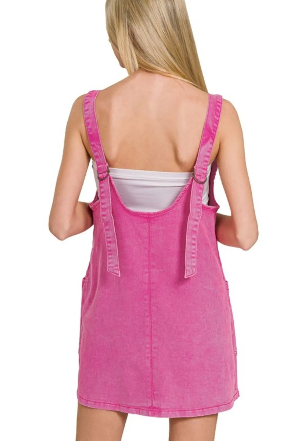 Zenana Washed Adjustable Strap Denim Overall Dress – Charming Charlie