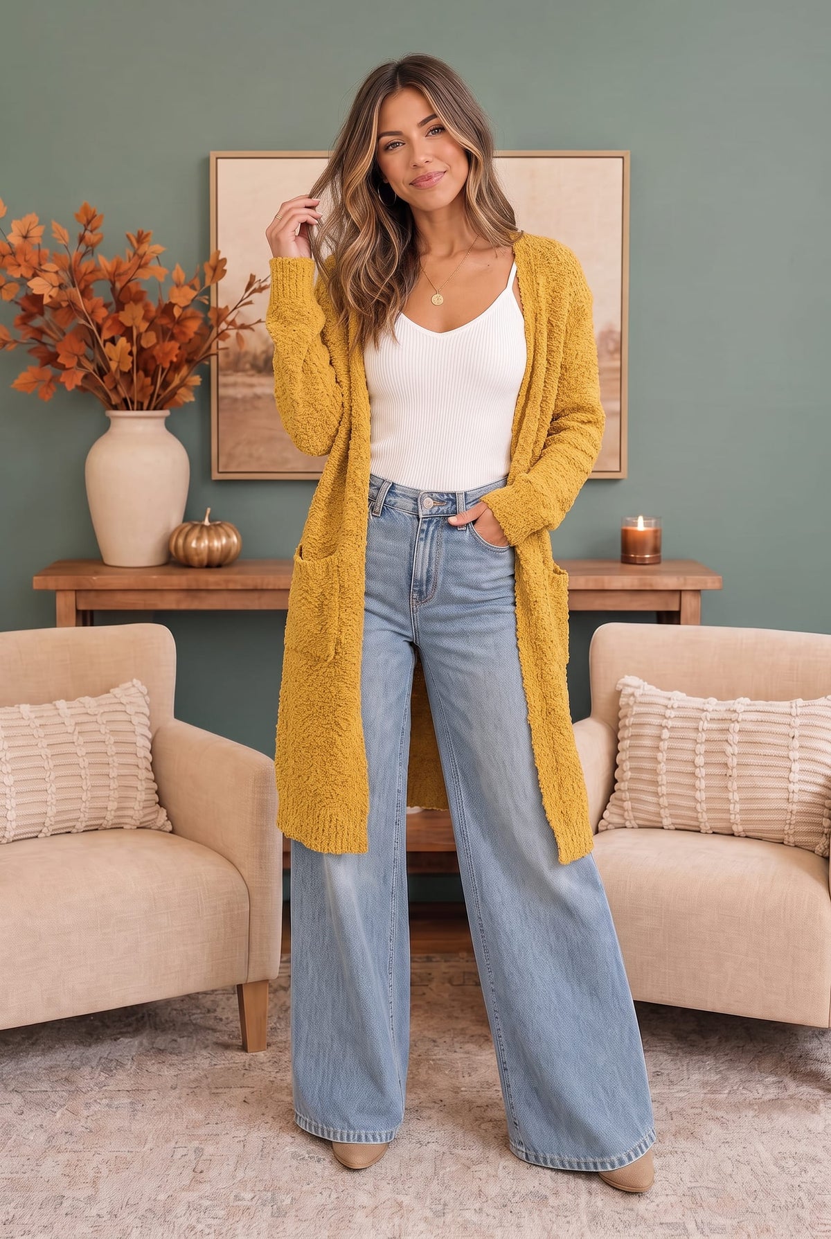 Falling For You Yellow Boucle Longline Cardigan - Charming Charlie