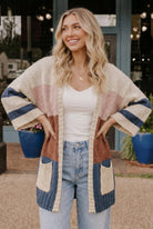 Back to School Knit Cardigan in Navy and Mauve - Charming Charlie