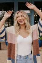 Back to School Knit Cardigan in Navy and Mauve - Charming Charlie