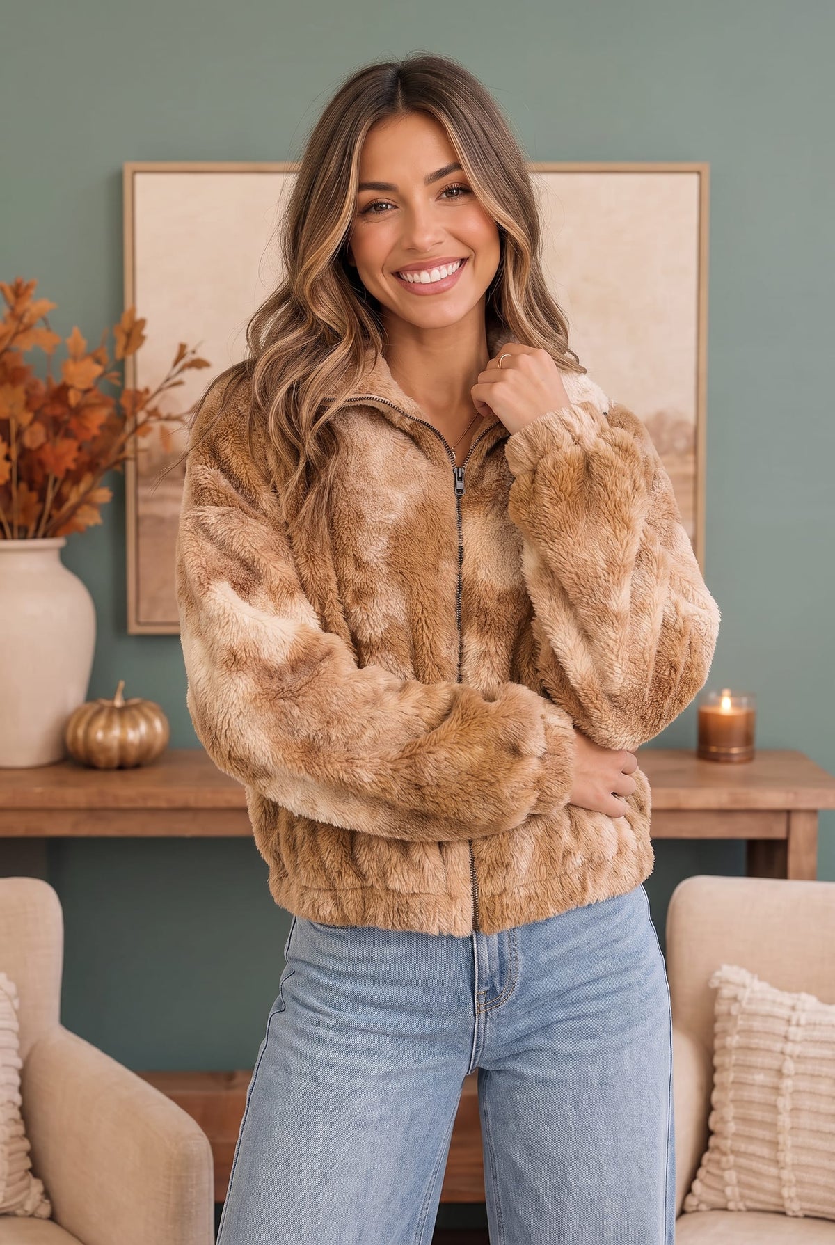 Homecoming Faux Fur Zip Up Jacket - Charming Charlie