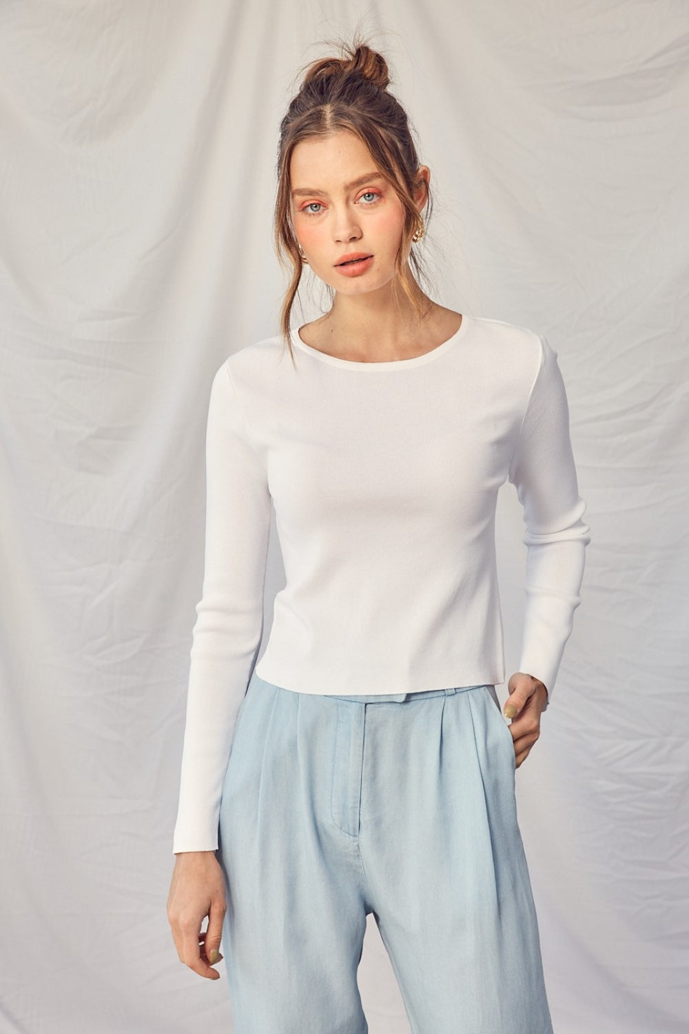 Idem Ditto Twisted Backless Long Sleeve Knit Top – Charming Charlie