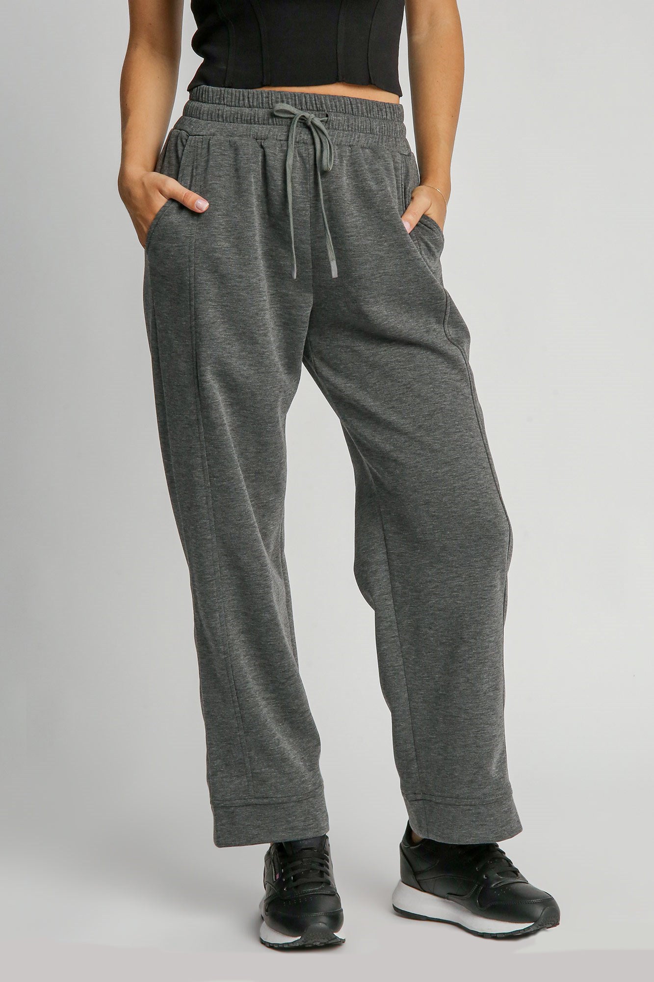 Umgee Full Size Drawstring Wide Leg Pants with Pockets - Charming Charlie