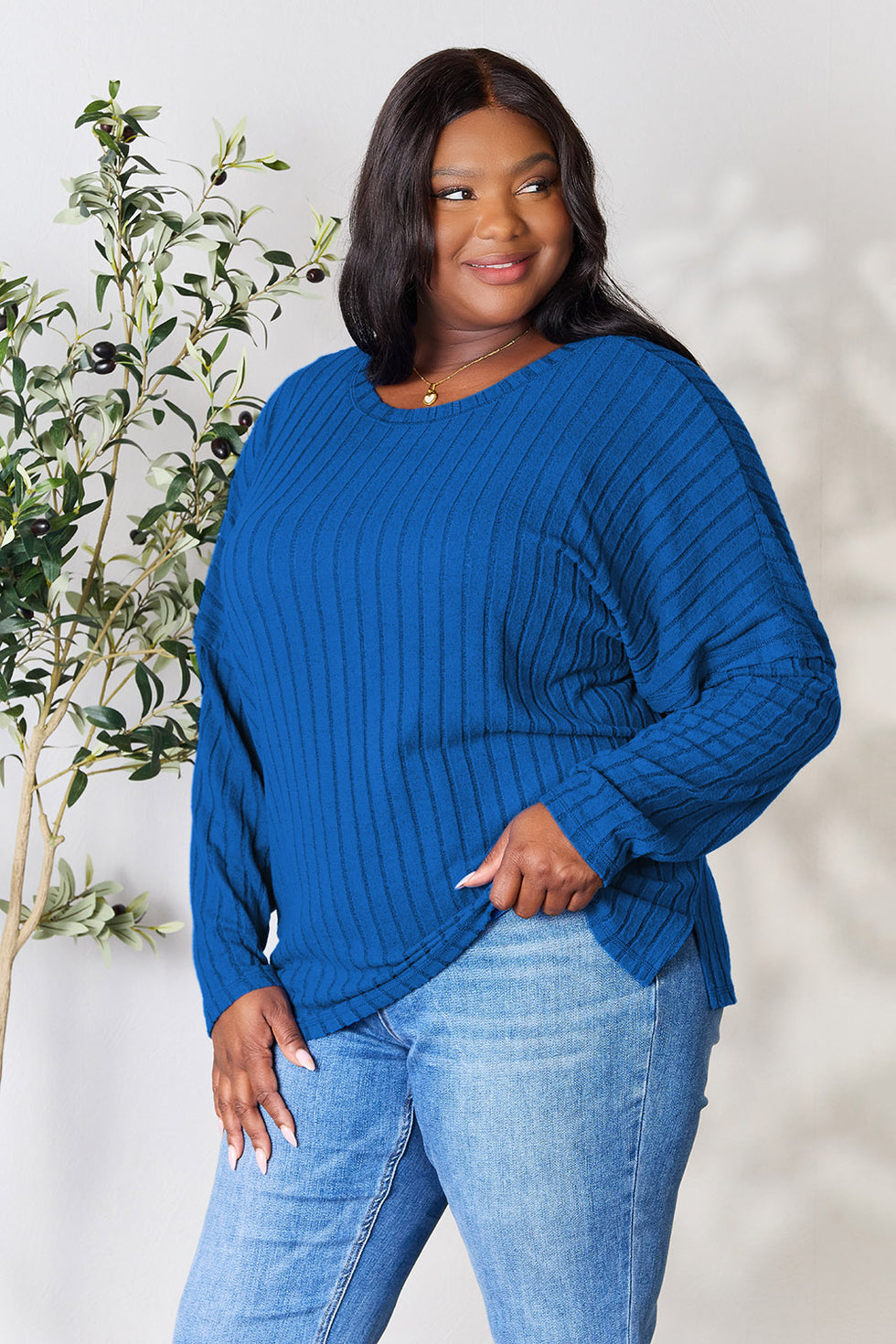 Basic Bae Full Size V-Neck Long Sleeve Top