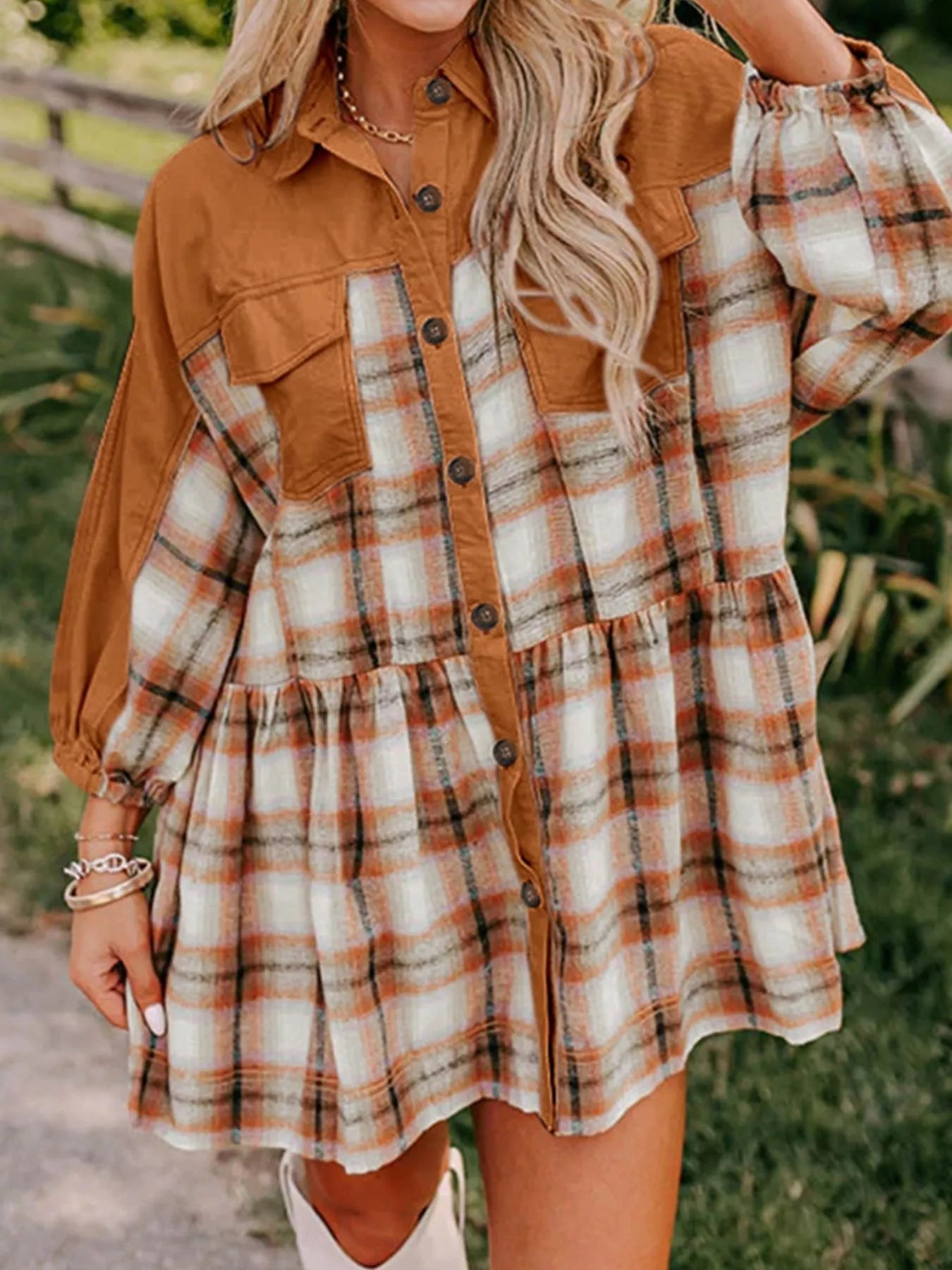 Plaid Button Front Mini Dress Charming Charlie Plaid Button Front Mini Dress Charming Charlie