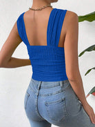 Textured Square Neck Wide Strap Tank - Charming Charlie