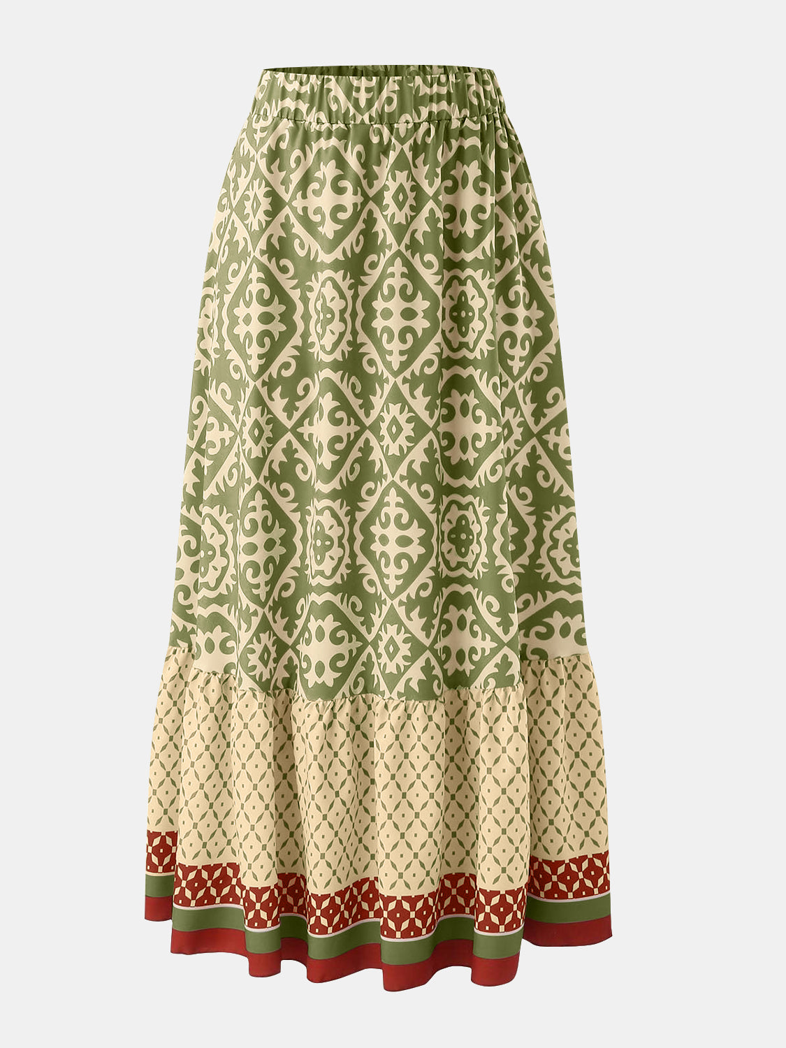 Geometric Elastic Waist Maxi Skirt - Charming Charlie