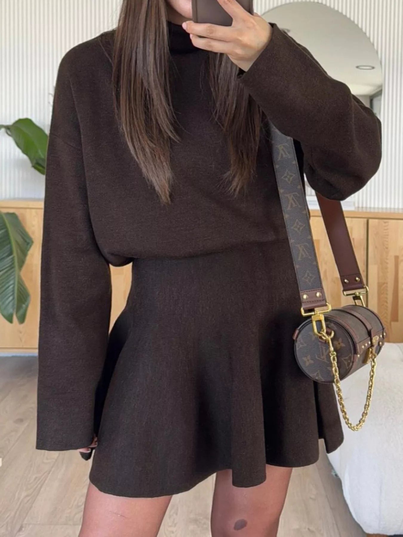 Round Neck Long Sleeve Mini Sweater Dress – Charming Charlie