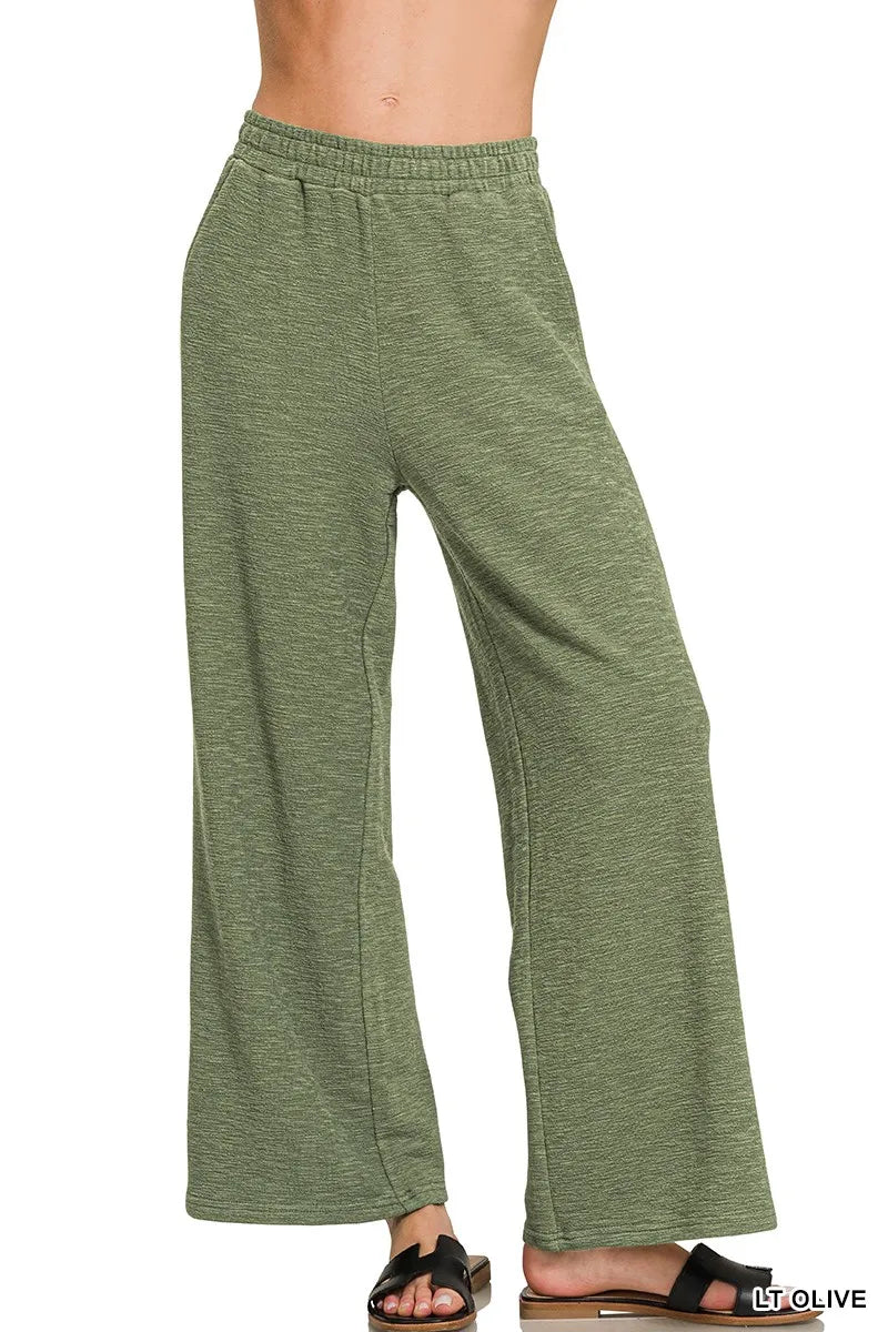 Zenana Cotton Slub Wide Leg Pants – Charming Charlie