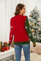 Nutcracker Contrast V-Neck Long Sleeve Cardigan - Charming Charlie