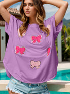 Bow Round Neck Short Sleeve T-Shirt - Charming Charlie