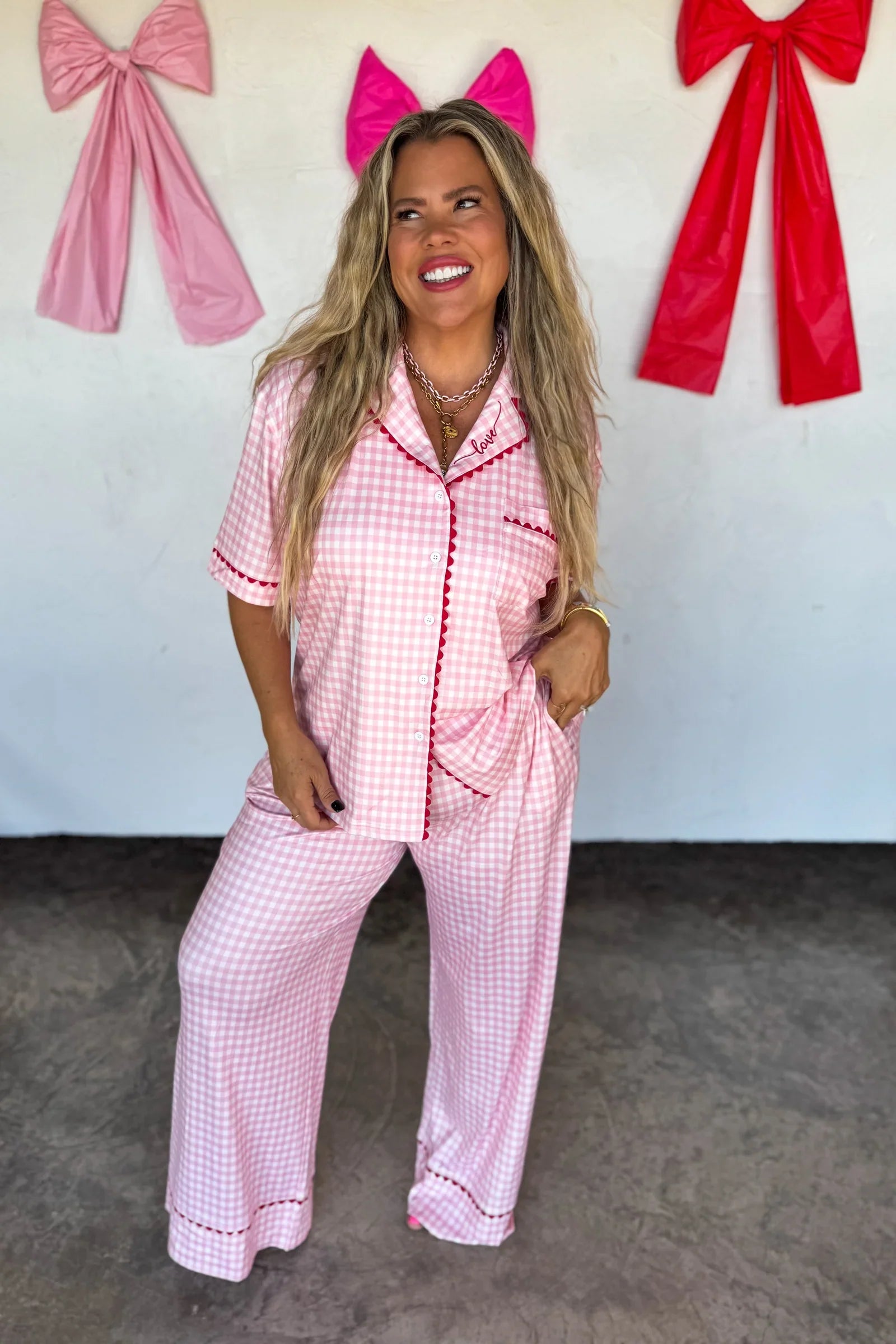 PREORDER: Gingham Love Luxe PJ Set - Charming Charlie