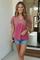 Berry Sweet Stripe Texture Top - Charming Charlie