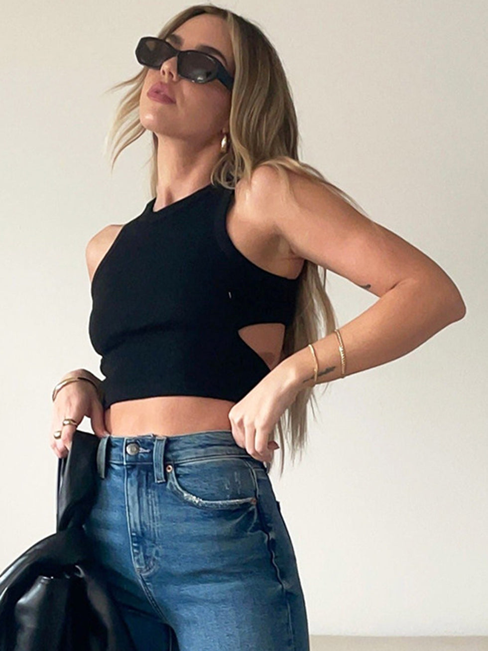 Cutout Twisted Round Neck Tank