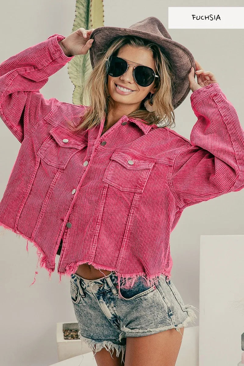 BiBi Vintage Washed Corduroy Jacket – Charming Charlie
