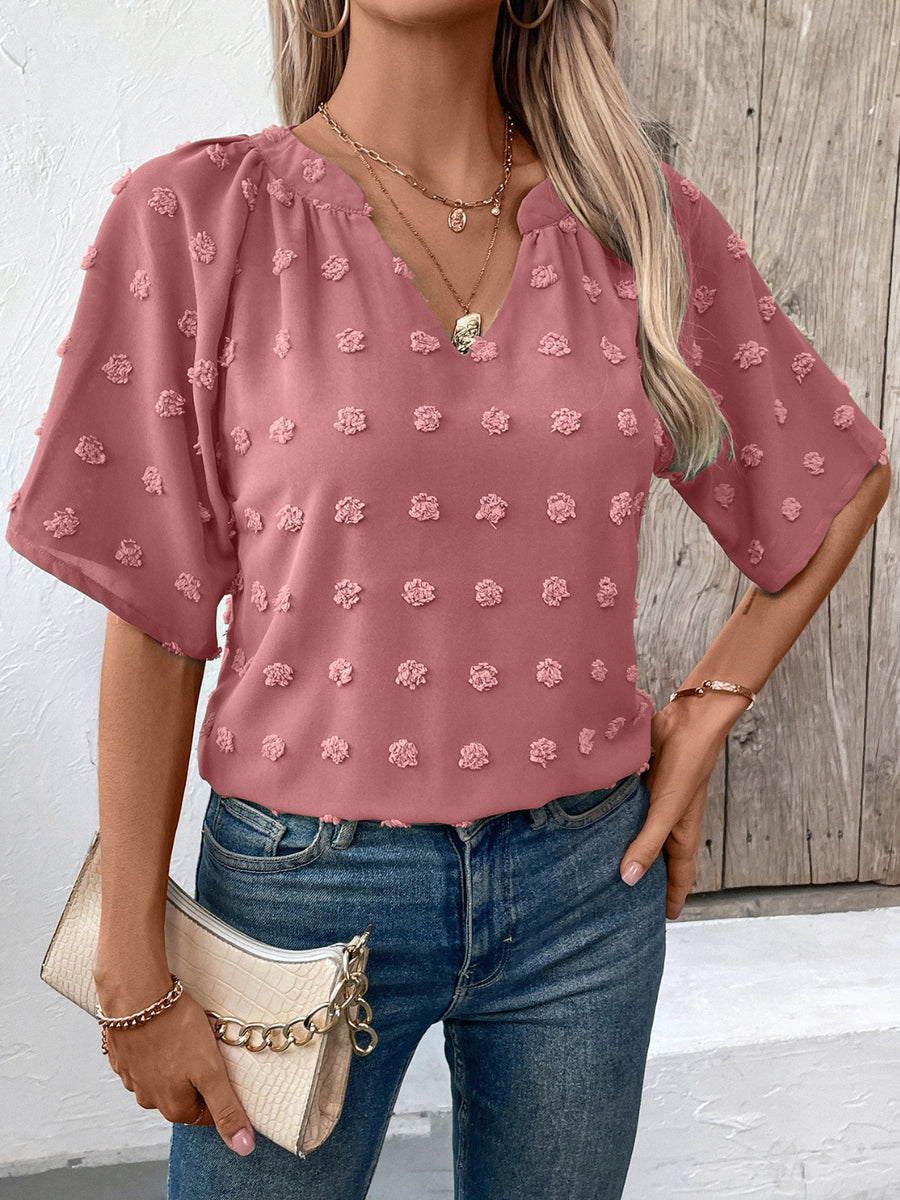 Swiss Dot Johnny Collar Blouse main image 0