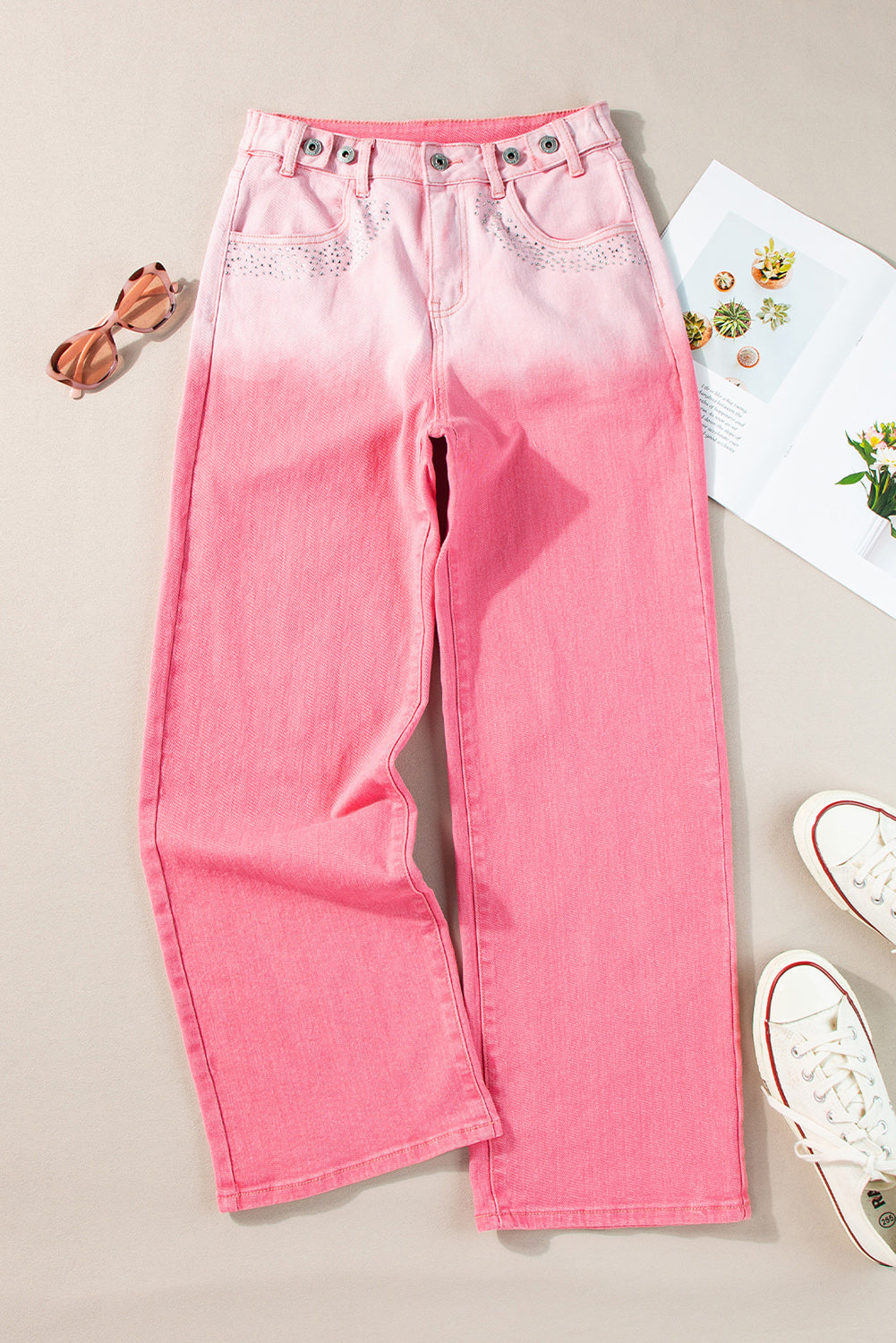 Rhinestone Gradient Straight Jeans - Charming Charlie