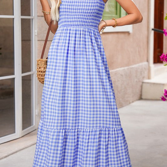 Blue Gingham plaid check maxi dress Charming Charlie Blue Gingham plaid check maxi dress Charming Charlie