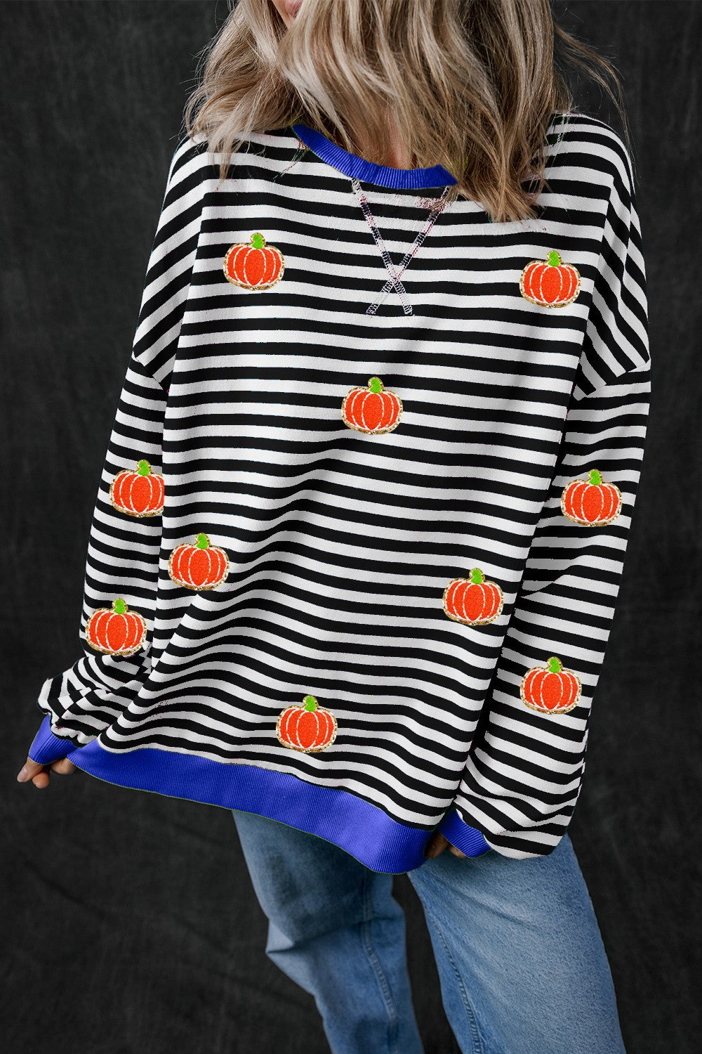 Pumpkin Striped Long Sleeve Sweatshirt - Charming Charlie