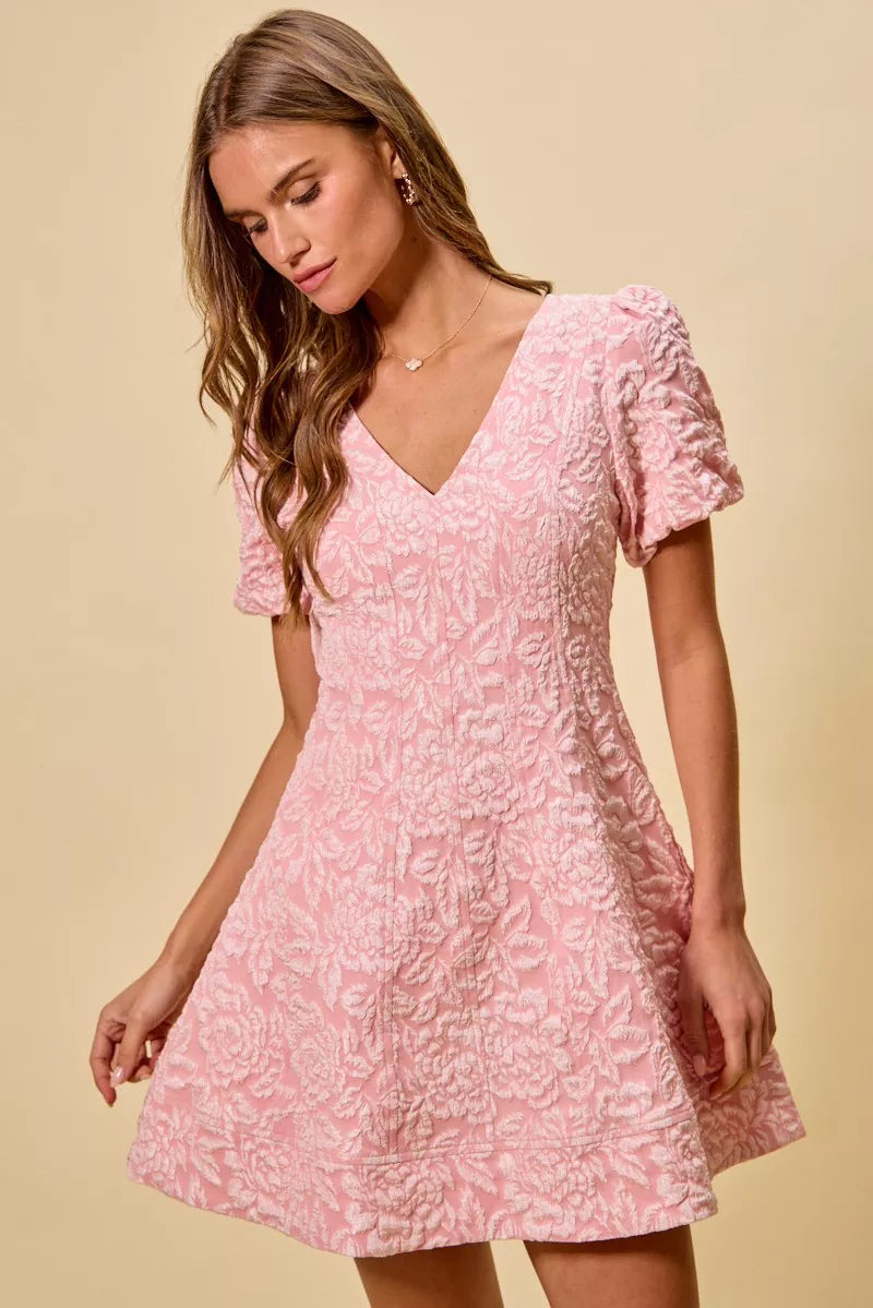 SO ME Floral Jacquard Fit And Flare Daily Mini Dress – Charming Charlie