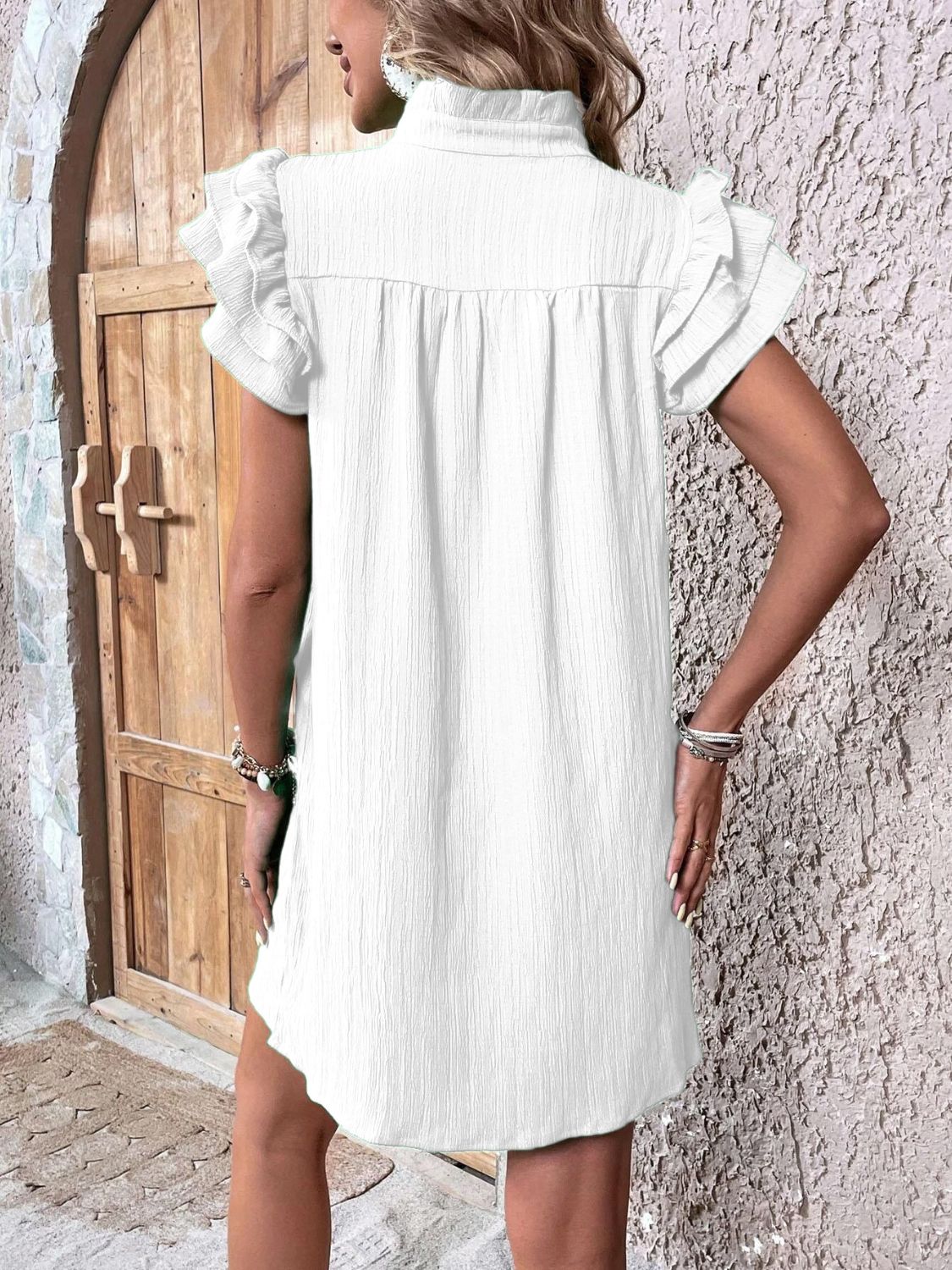 Ruffled Printed Cap Sleeve Mini Dress main image 0