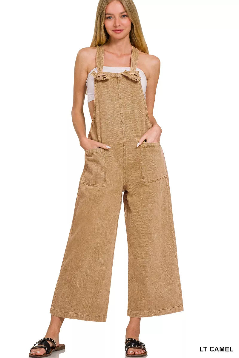 Zenana Washed Knot Strap Pockets Jumpsuit – Charming Charlie