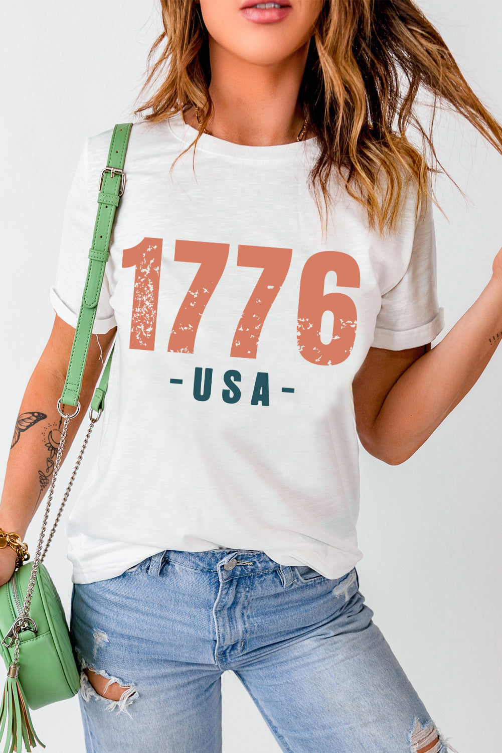 Graphic Round Neck Short Sleeve T-Shirt - Charming Charlie