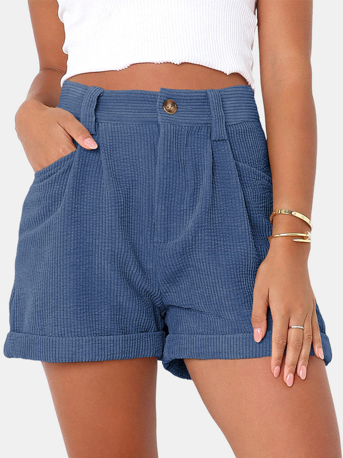 Full Size High Waist Shorts with Pockets - Charming Charlie