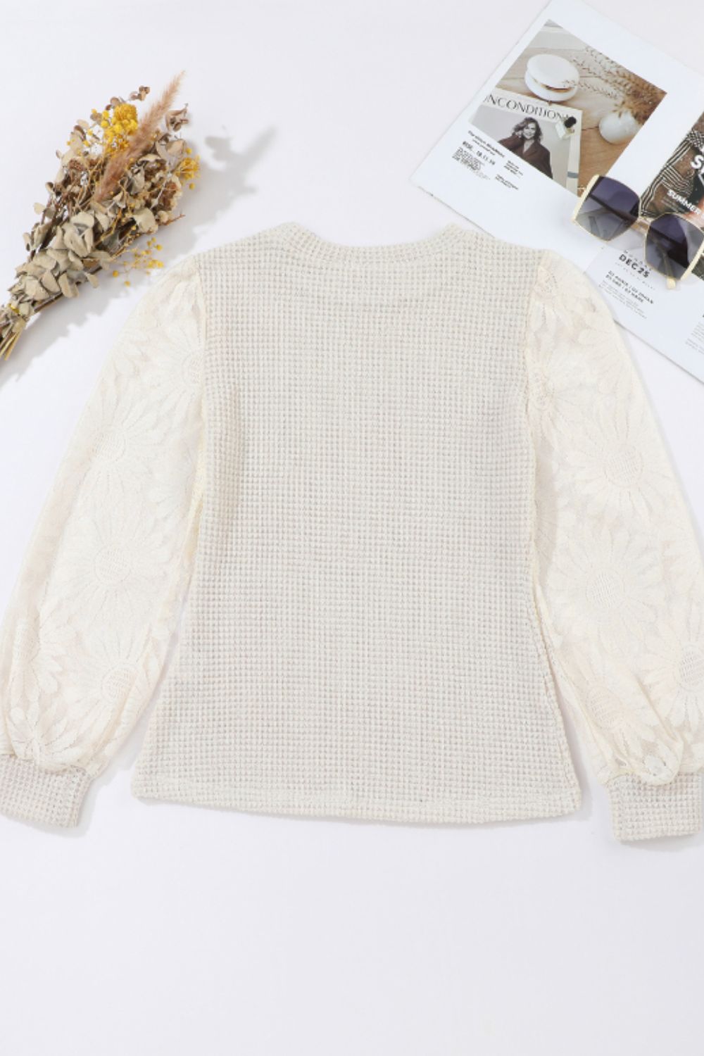 Mock Neck Lace Long Sleeve Top – Charming Charlie