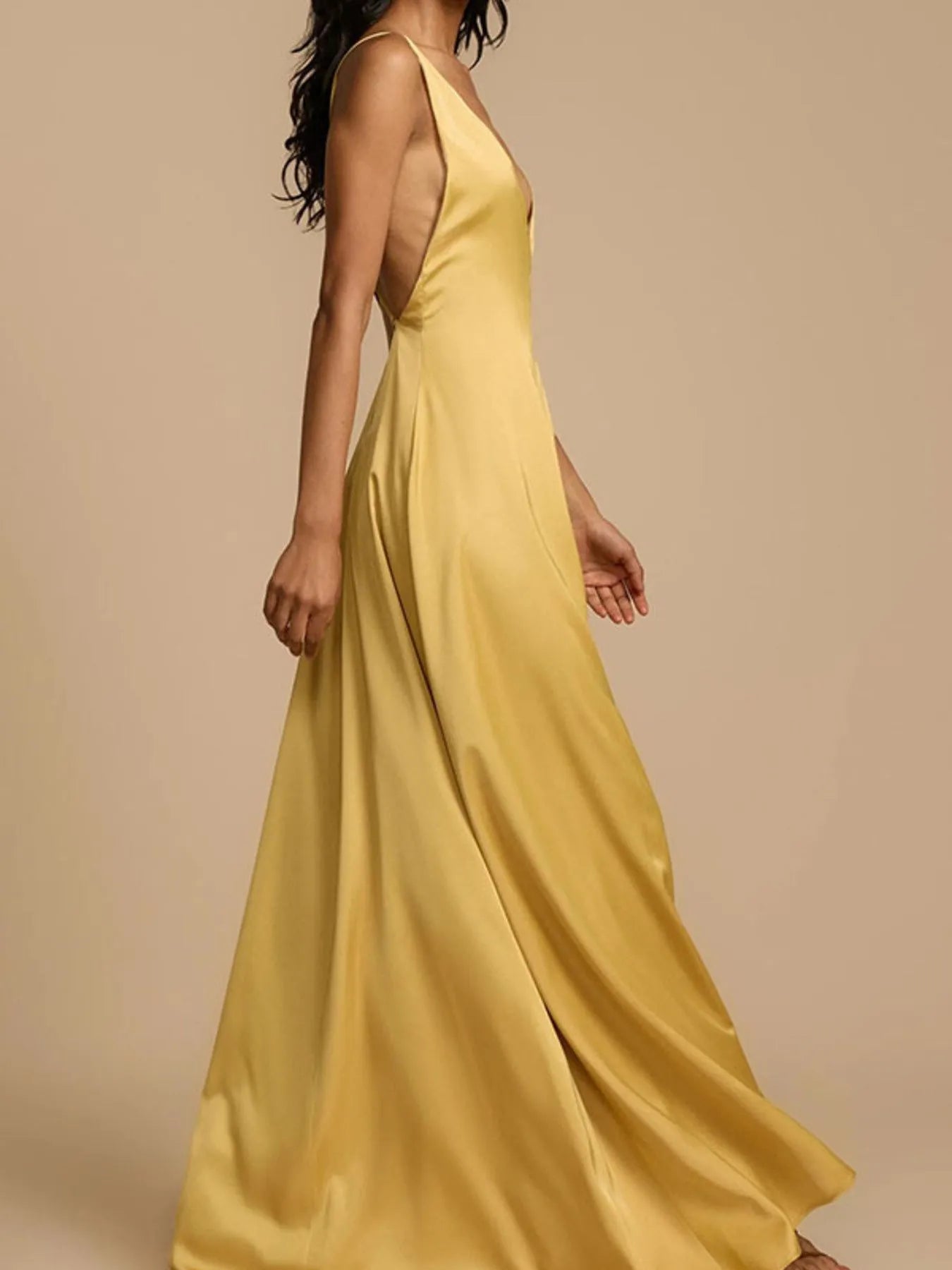 knee length dresses for ladies Yellow Twist Front Dress – BohoBeachShop main image 1