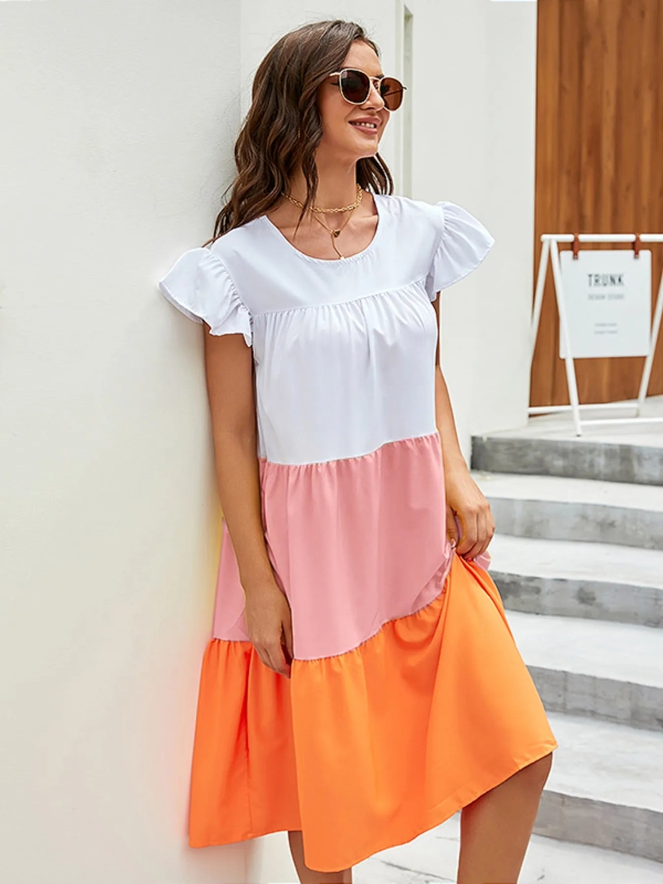Plus Size Color Block Tiered Ruffle Summer Dress  Charming Charlie