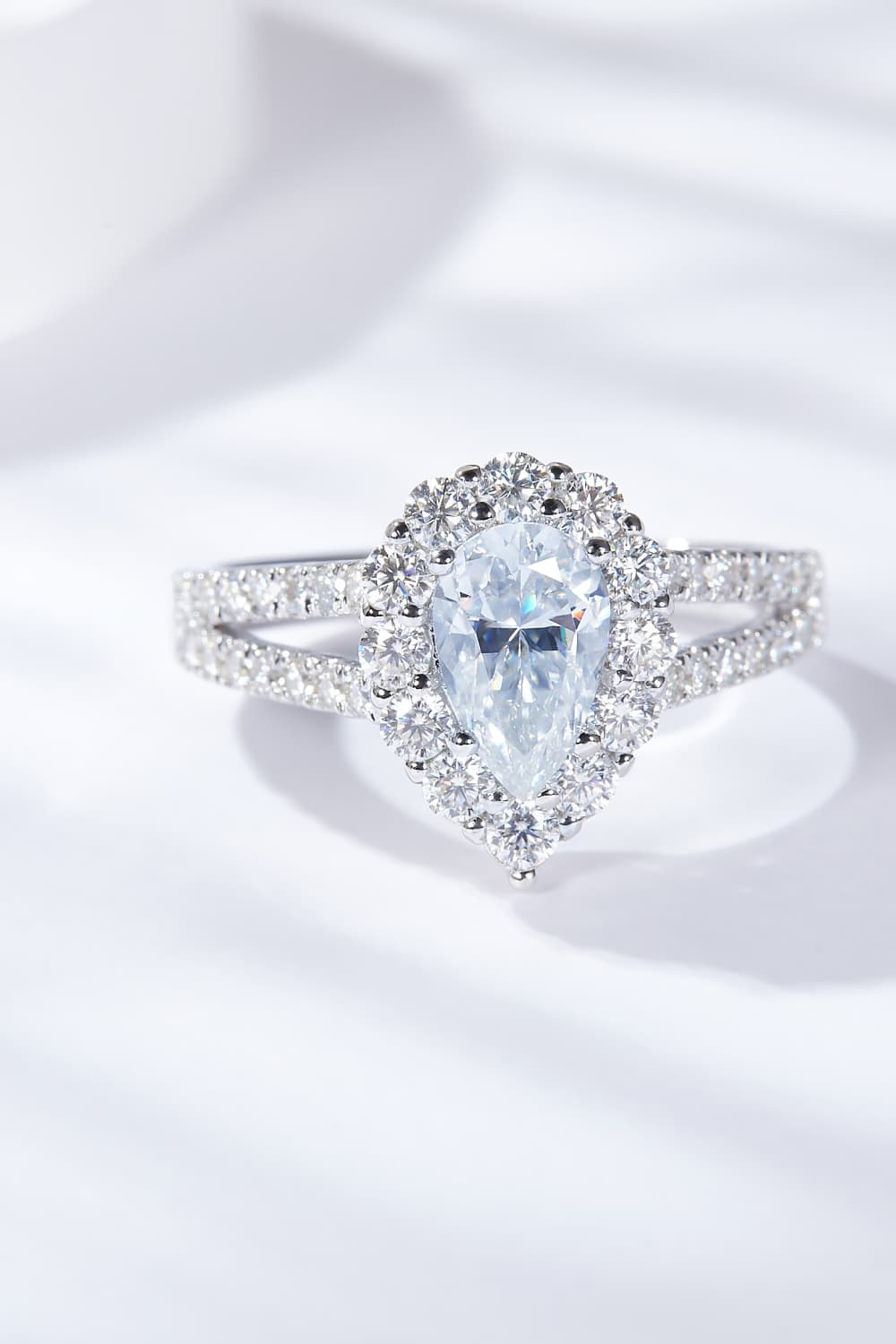 1 Carat Moissanite Teardrop Split Shank Ring - Charming Charlie