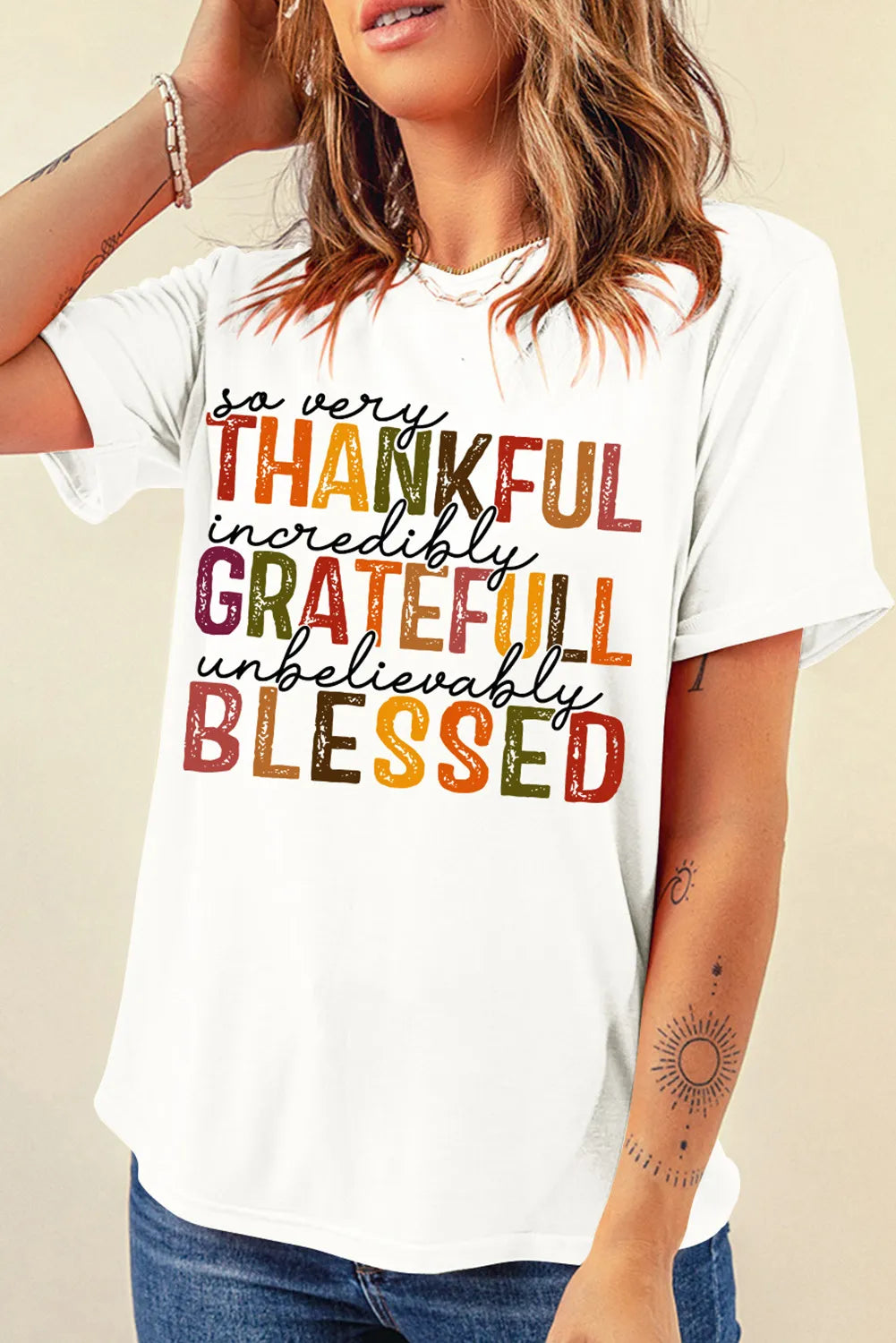 Letter Graphic Round Neck Short Sleeve T-Shirt - Charming Charlie