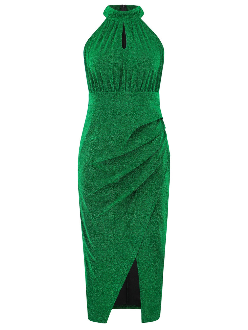 Heathered Slit Mock Neck Wrap Dress main image 0