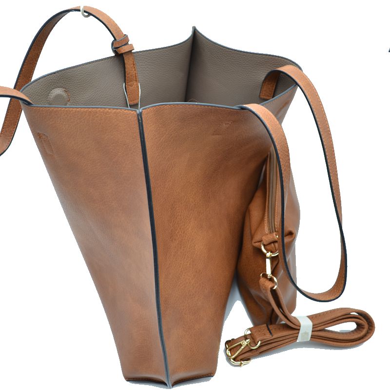 Reversible Faux Leather Tote Bag Vegan Tassel Handbag - Tote Bag